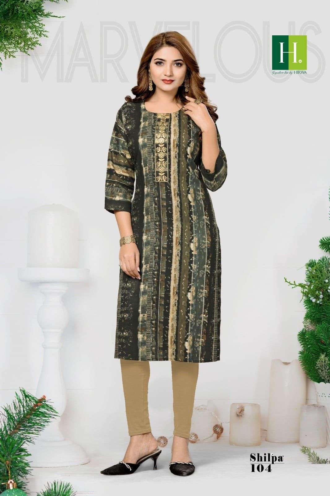 HIRWA  SHILPA Kurti Wholesale catalog