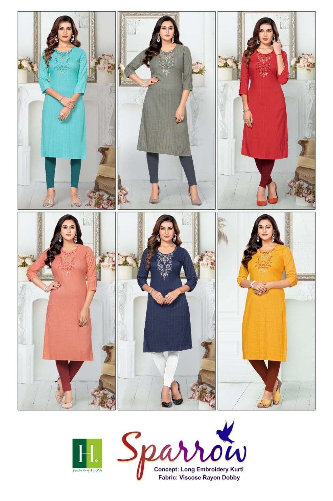 HIRWA SPARROW Long Straight Kurti Wholesale catalog