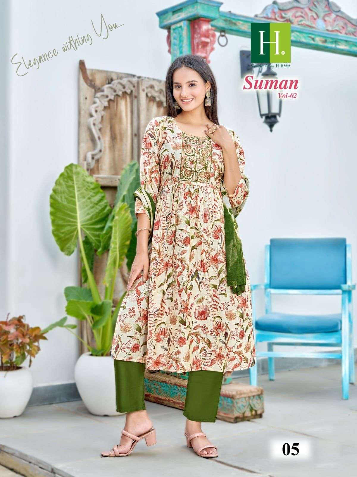HIRWA  SUMAN vol-2 Naira cut Kurti Wholesale catalog