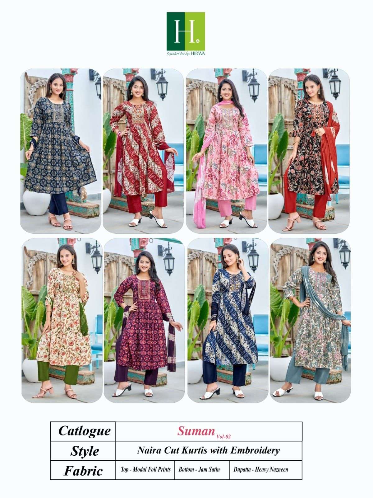 HIRWA  SUMAN vol-2 Naira cut Kurti Wholesale catalog