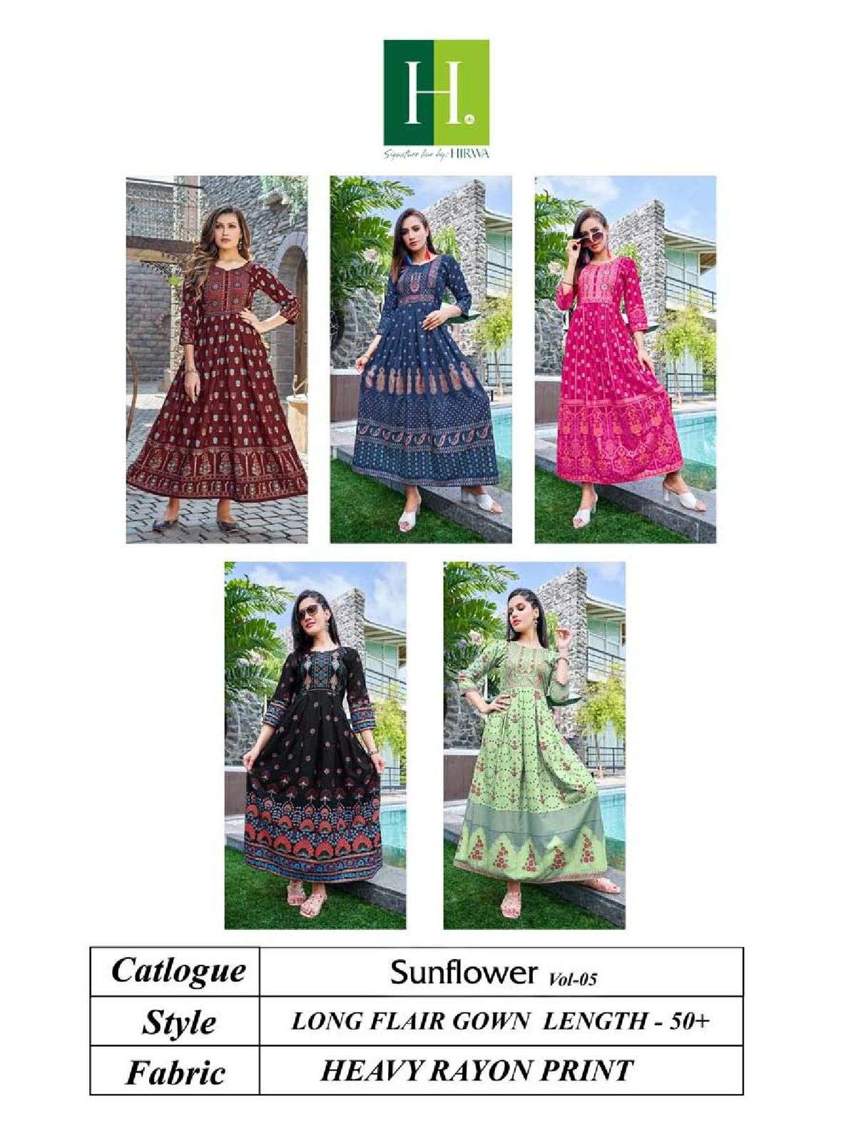 HIRWA SUNFLOWER VOL.5 Kurti Wholesale catalog