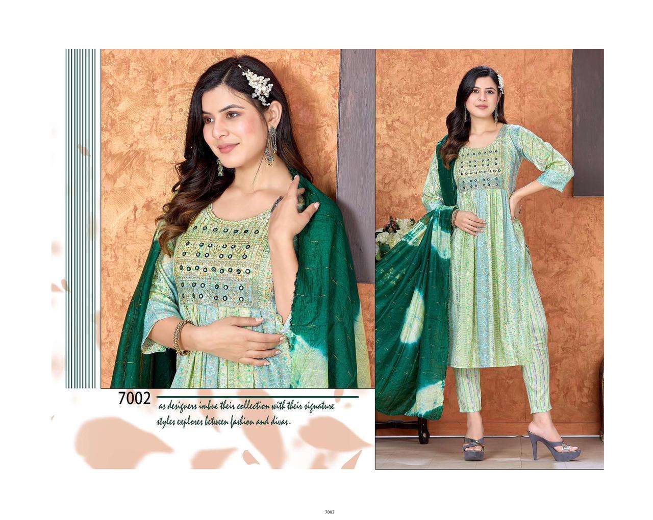 JLF BLUE MOON Naira Cut Rayon Foil Print Kurti Wholesale catalog