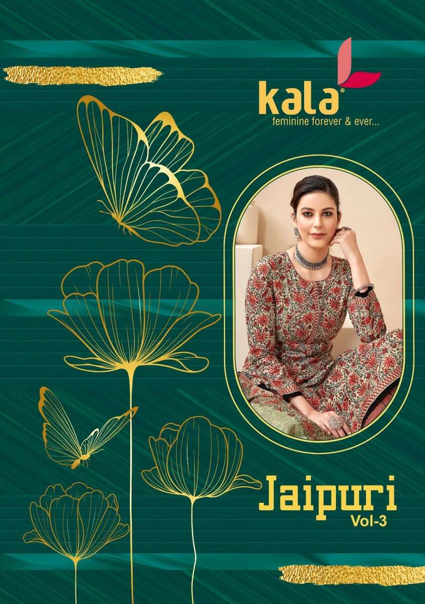 Kala Jaipuri Vol-3 – Kurti Pant With Dupatta - Wholesale Catalog