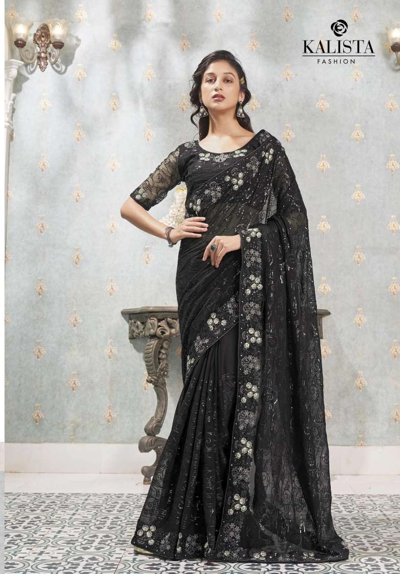 Kalista Lime Light Designer Sequance Worked Georgette Saree Wholesale catalog