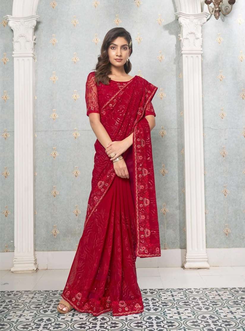 Kalista Lime Light Designer Sequance Worked Georgette Saree Wholesale catalog