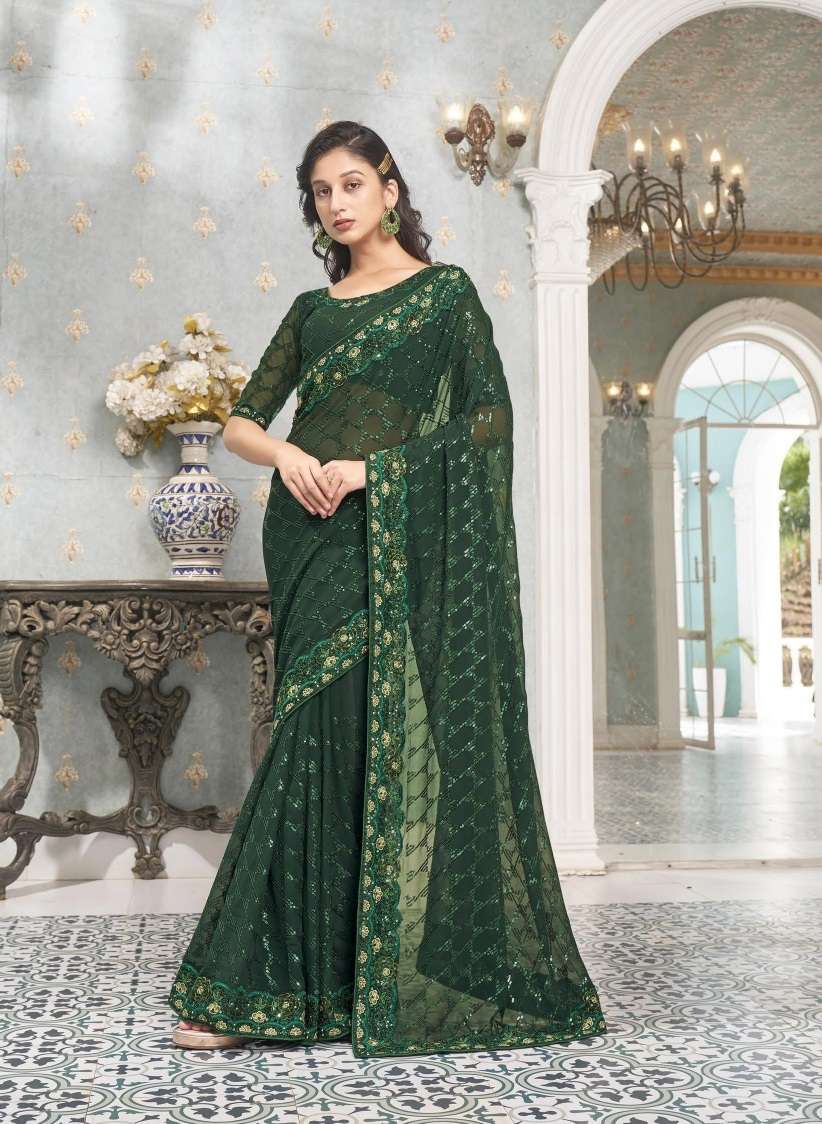 Kalista Lime Light Designer Sequance Worked Georgette Saree Wholesale catalog