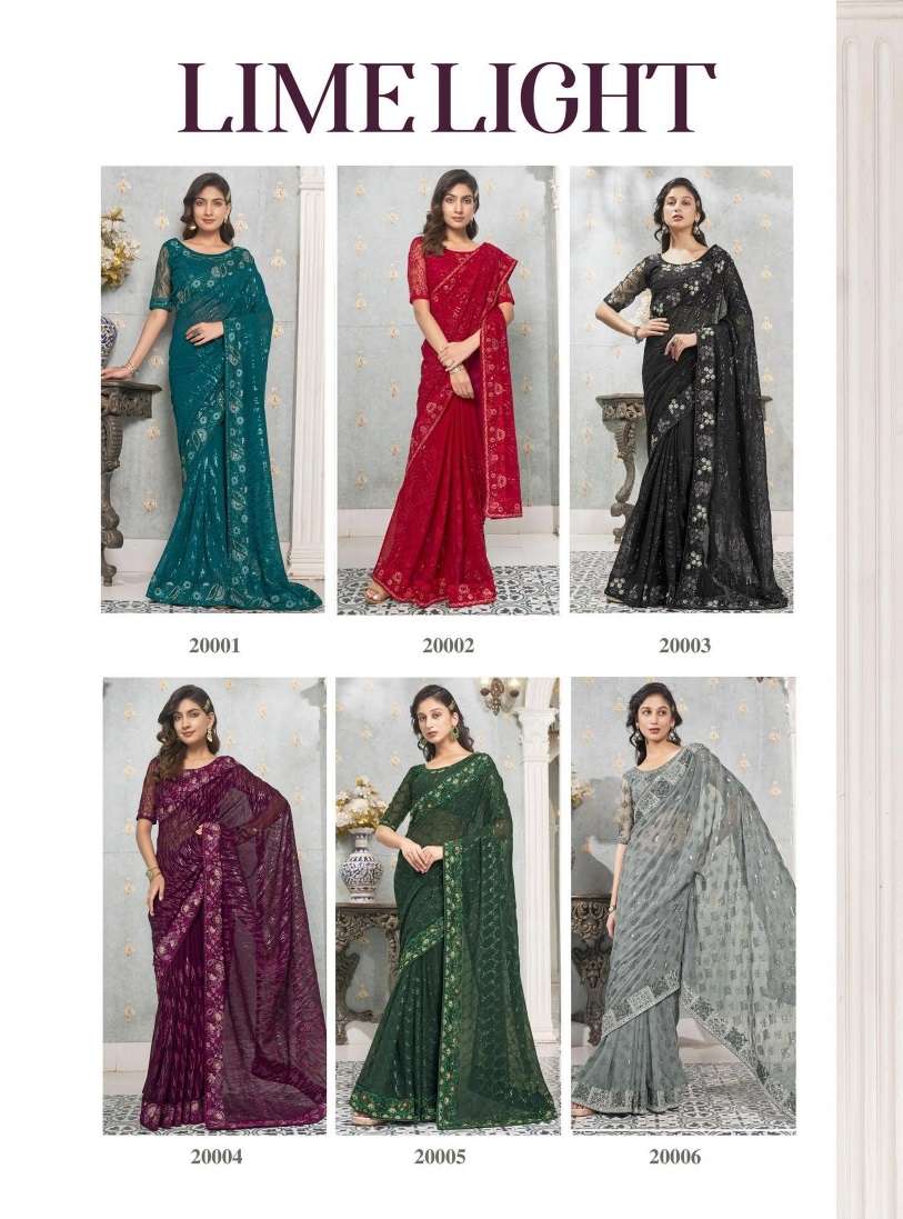 Kalista Lime Light Designer Sequance Worked Georgette Saree Wholesale catalog