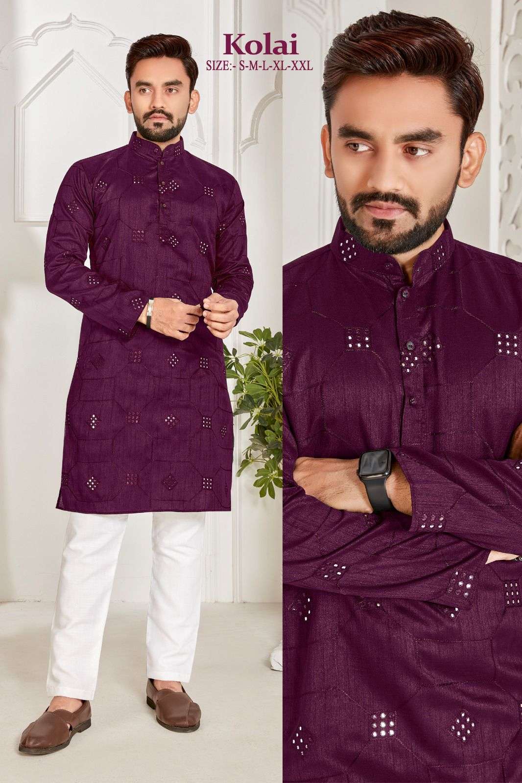 KOLAI RAYON COTTON FULL EMBROIDERY MIRROR WORK KURTA Wholesale catalog
