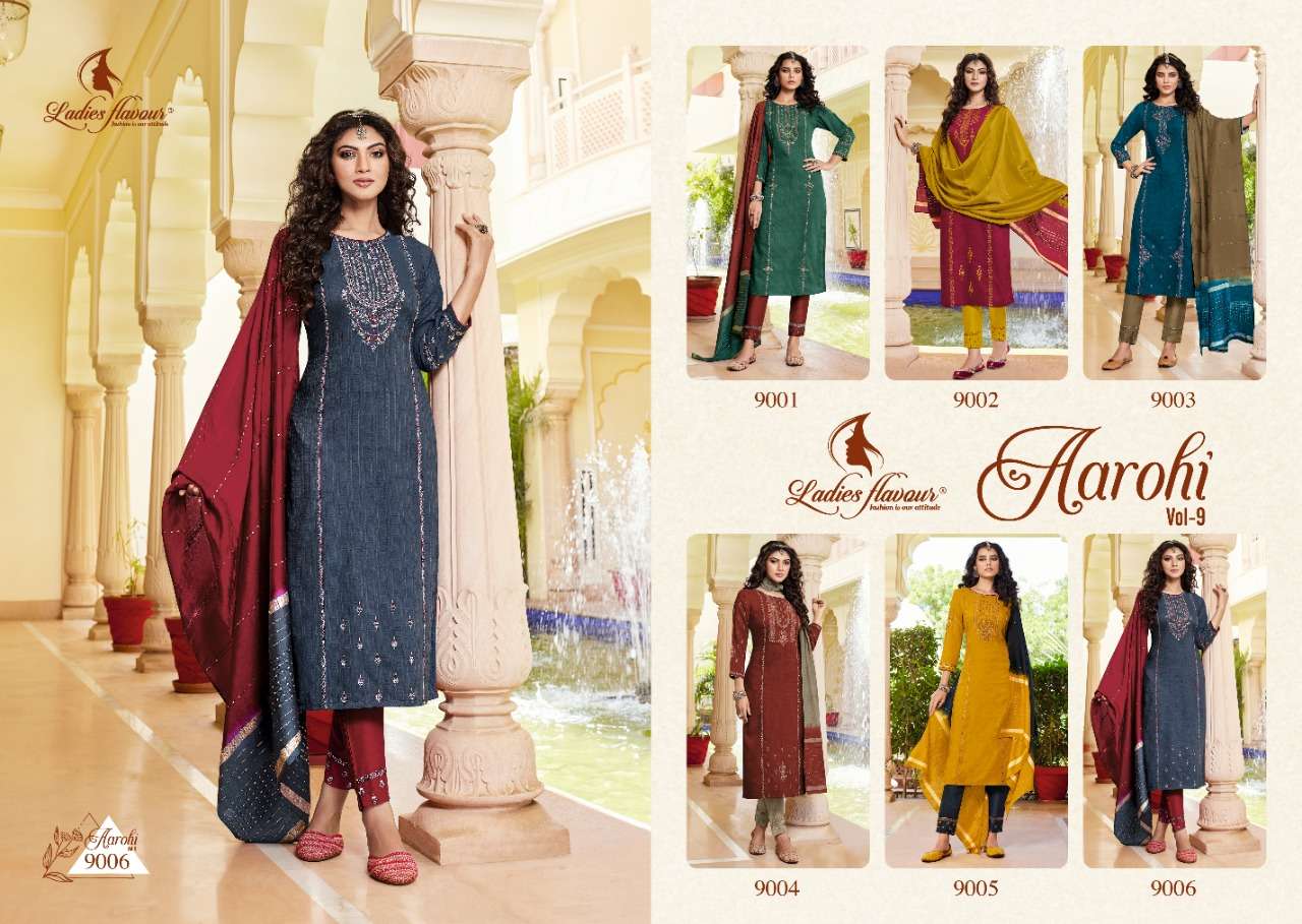 Ladies Flavour Aarohi Vol 9 Chinon Kurti Wholesale catalog