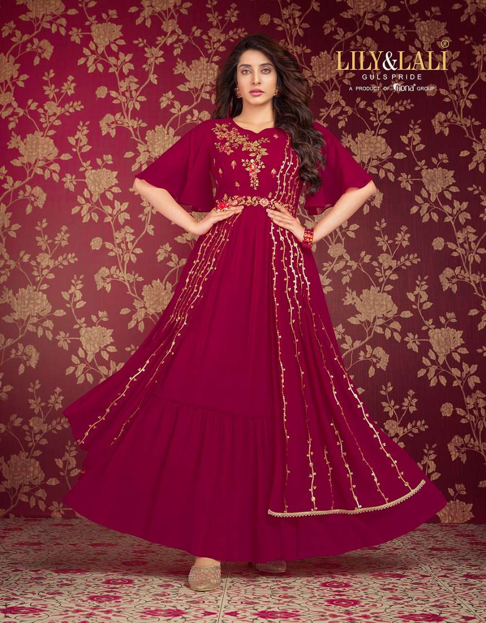 LILY & LALI ROSETTE Georgette Gown Kurti Wholesale catalog