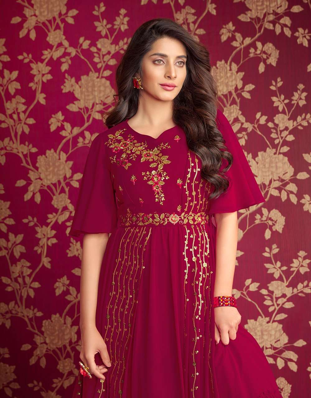 LILY & LALI ROSETTE Georgette Gown Kurti Wholesale catalog