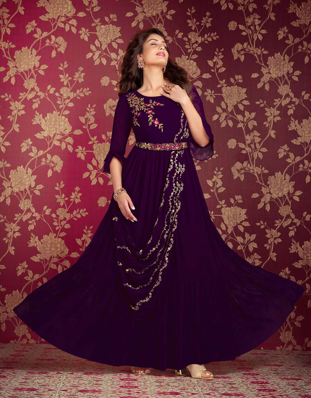 LILY & LALI ROSETTE Georgette Gown Kurti Wholesale catalog