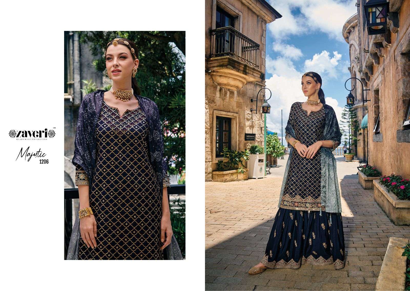Majestic chinon with emboidery Salwar Kameez Wholesale catalog