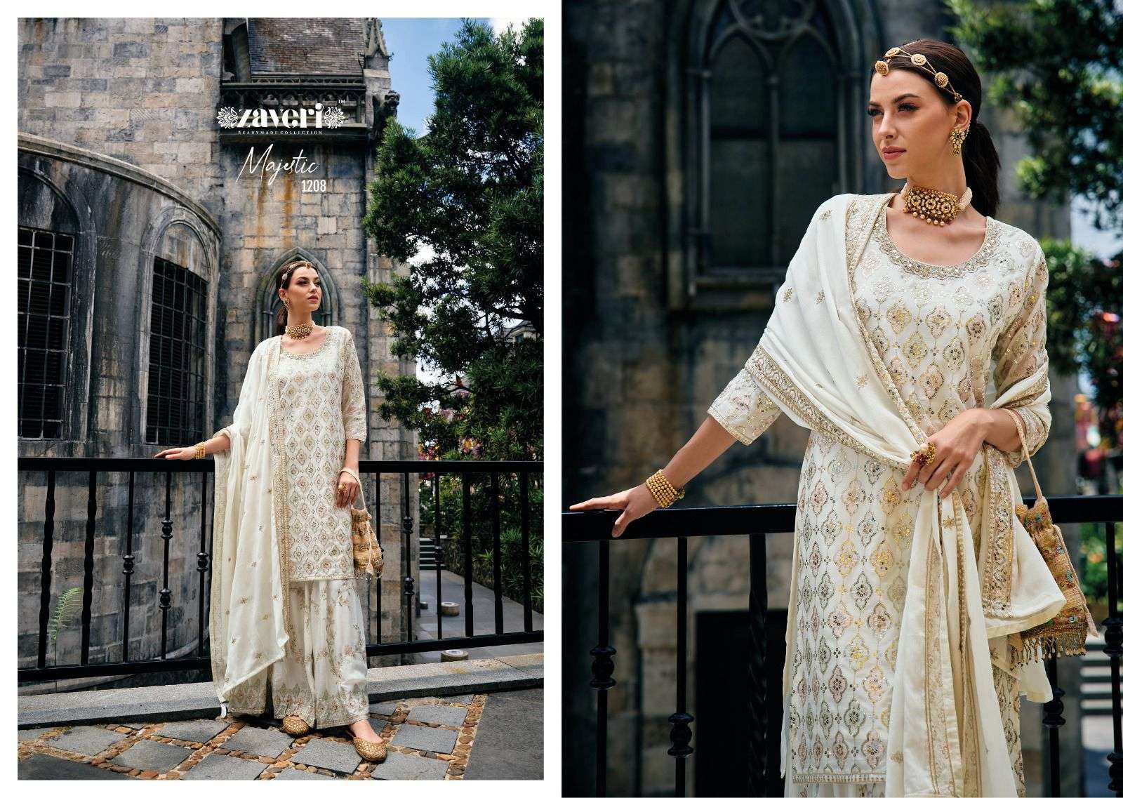 Majestic chinon with emboidery Salwar Kameez Wholesale catalog