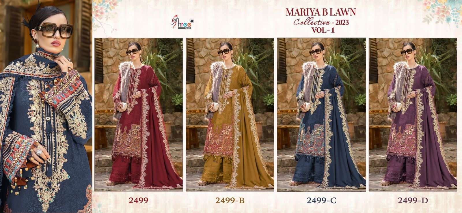 MARIYA B LAWN COLLECTION. 23 Vol-1 SIFFON Salwar Kameez Wholesale catalog