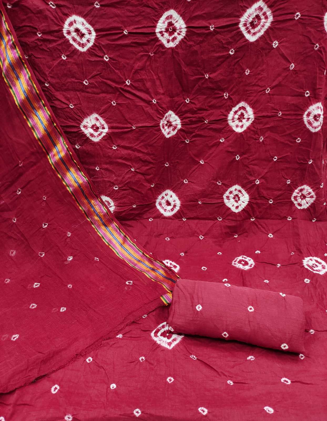 Meena Cotton Hand Bandhej Dress Material Wholesale catalog