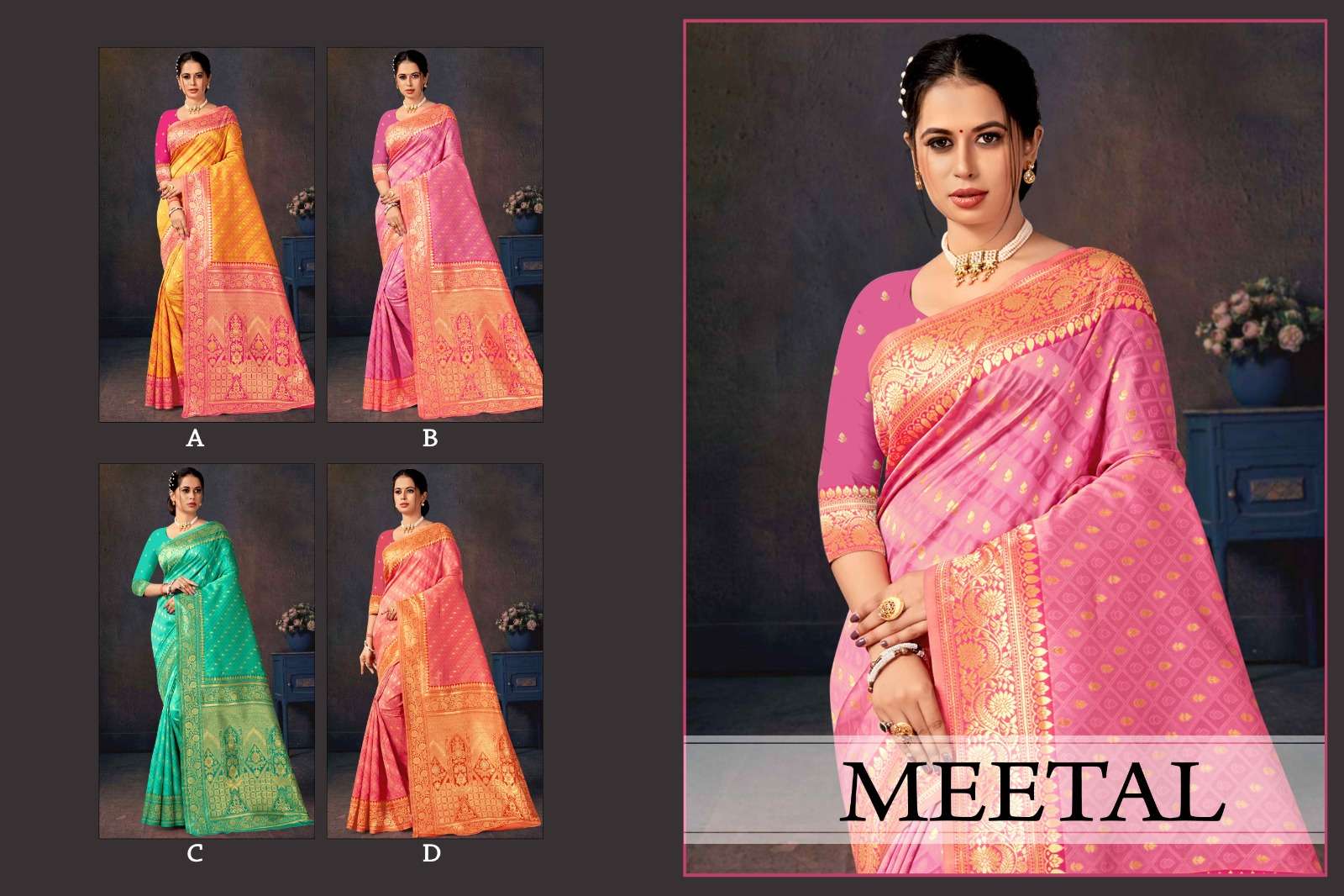 MEETAL  BY RANJNA SAREE FABRICS BANARASI SILK FANCY DESIGNER SUPER HIT COLLECTION 