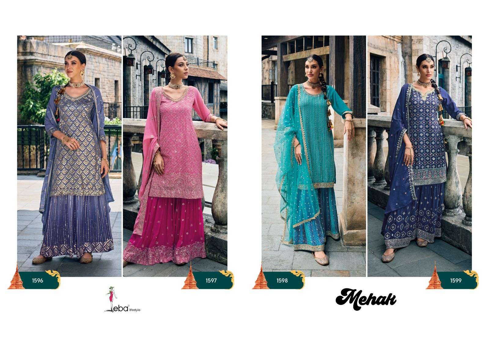 MEHAK  Heavy foux Georgette with emboidery Readymade Pakistani Suits Wholesale catalog