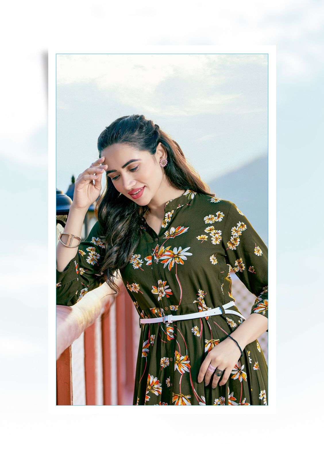 Buy Multi-Color Digital Rayon Kurti With Belt from Ethnic Plus