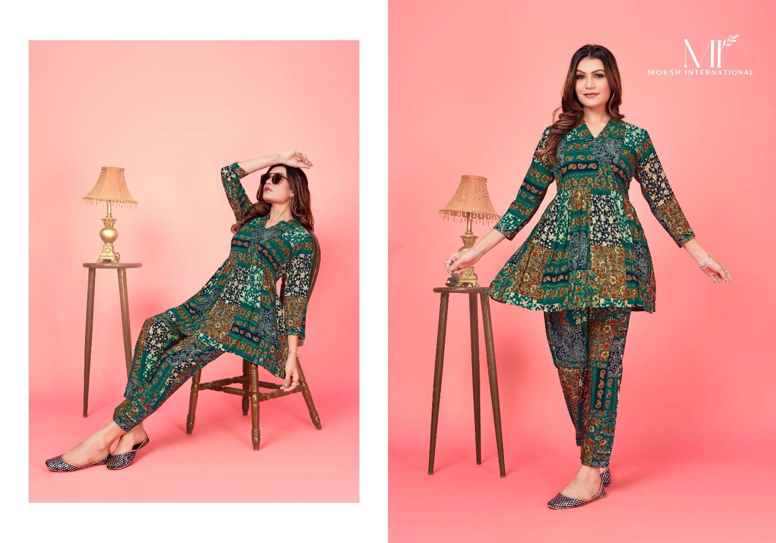 Moksh International Co-ord Rose Co-Ord set Kurti Wholesale catalog