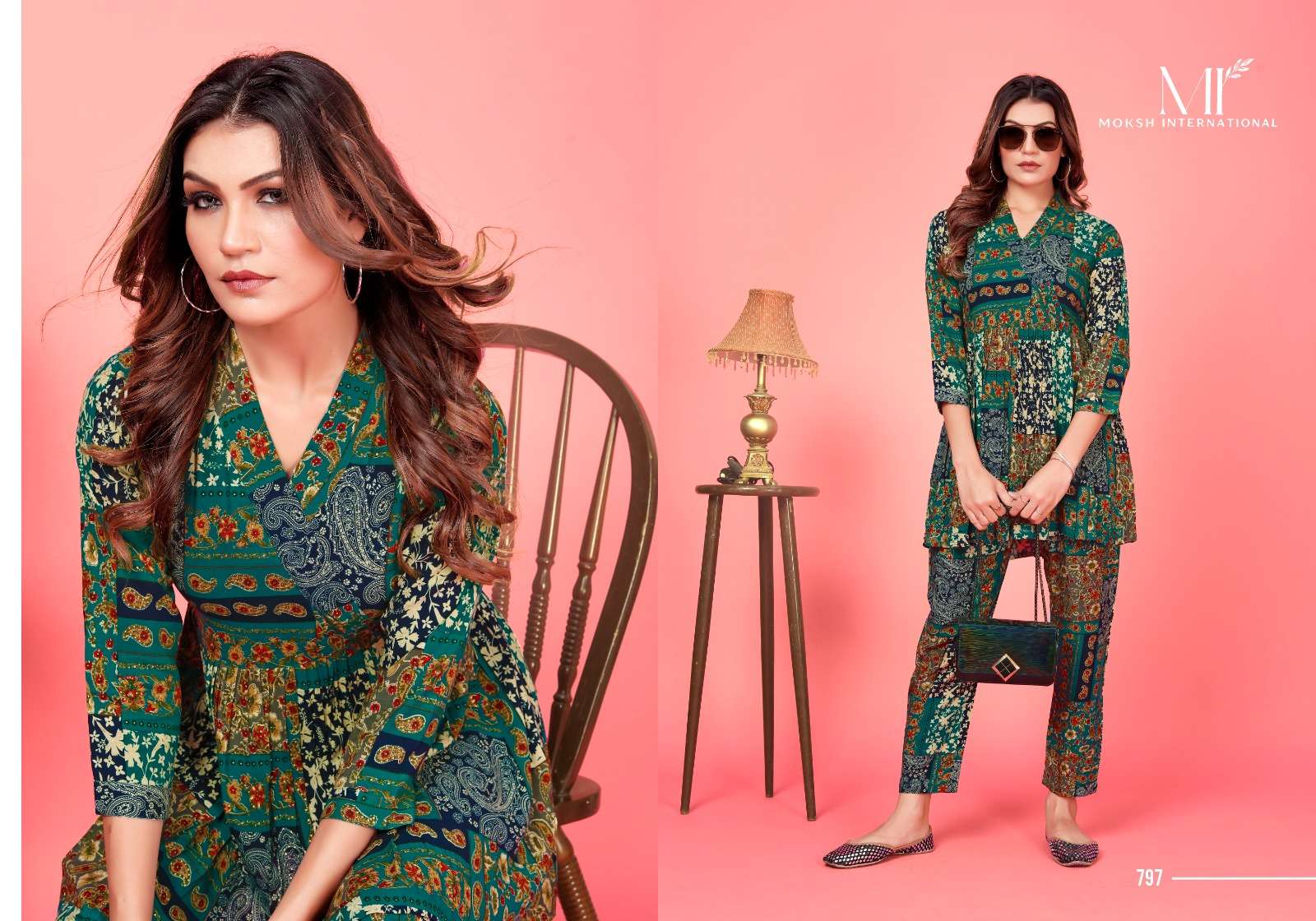 Moksh International Co-ord Rose Co-Ord set Kurti Wholesale catalog