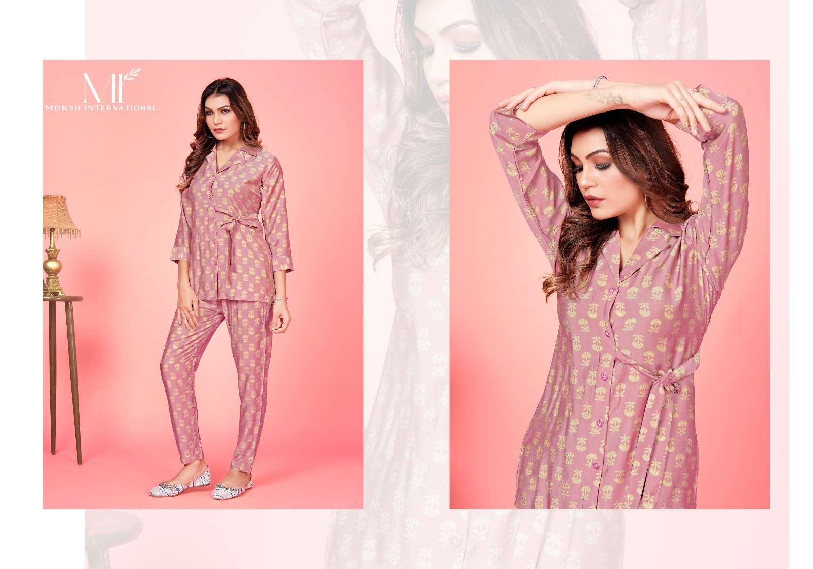 Moksh International Co-ord Rose Co-Ord set Kurti Wholesale catalog
