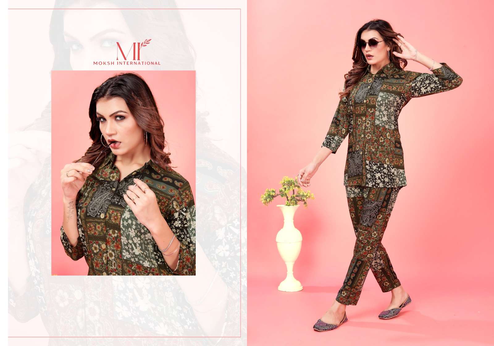 Moksh International Co-ord Rose Co-Ord set Kurti Wholesale catalog