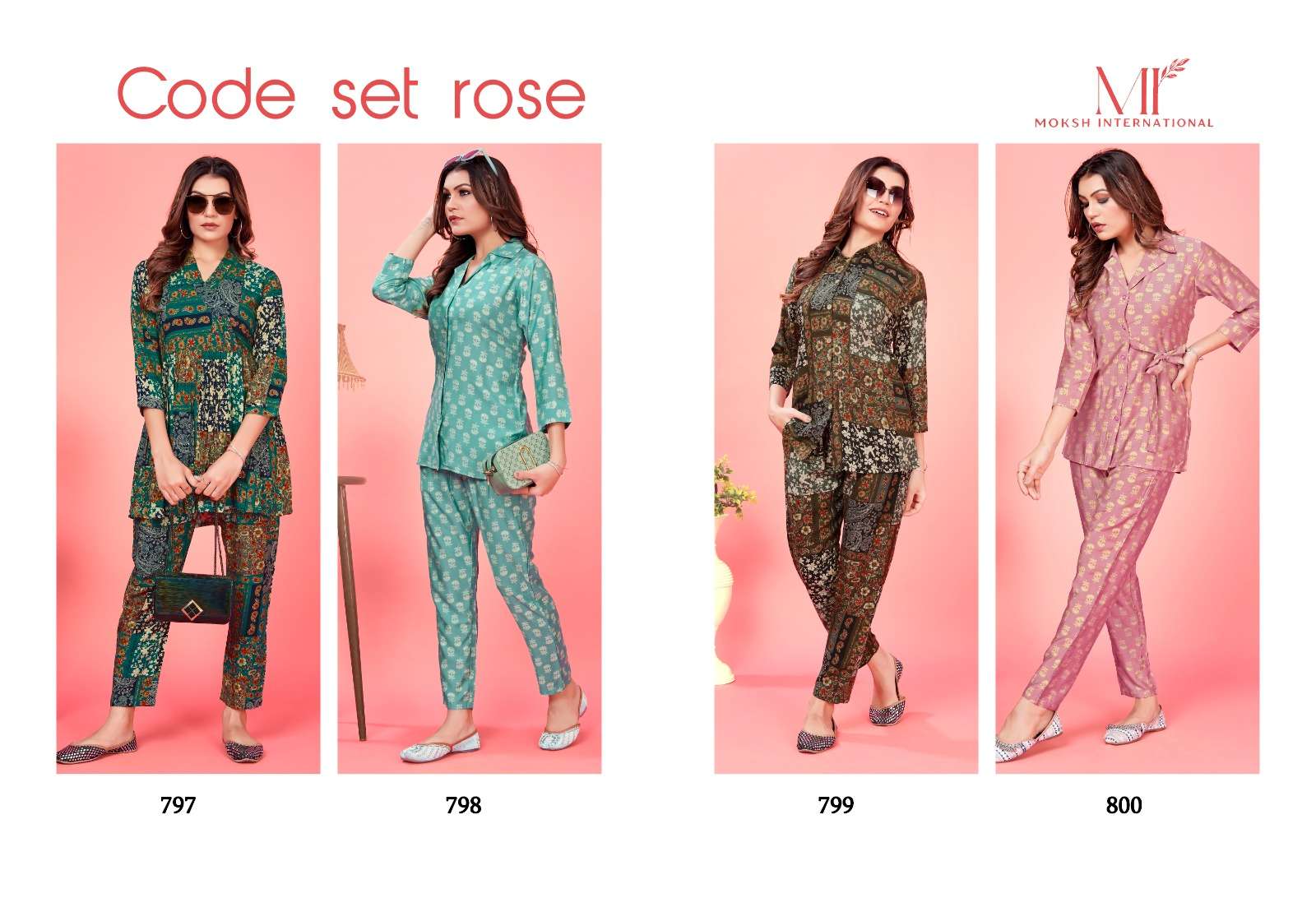 Moksh International Co-ord Rose Co-Ord set Kurti Wholesale catalog