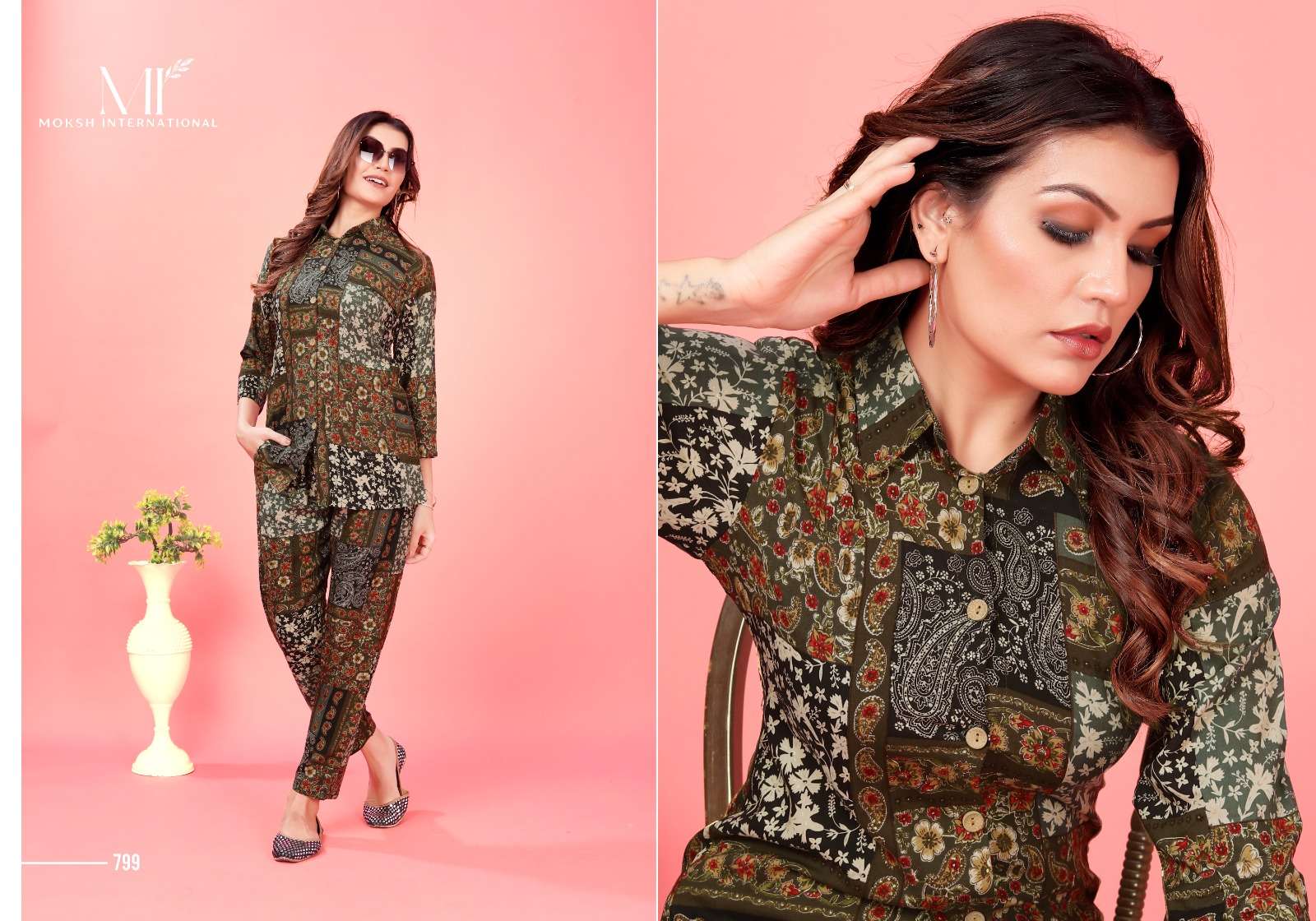 Moksh International Co-ord Rose Co-Ord set Kurti Wholesale catalog