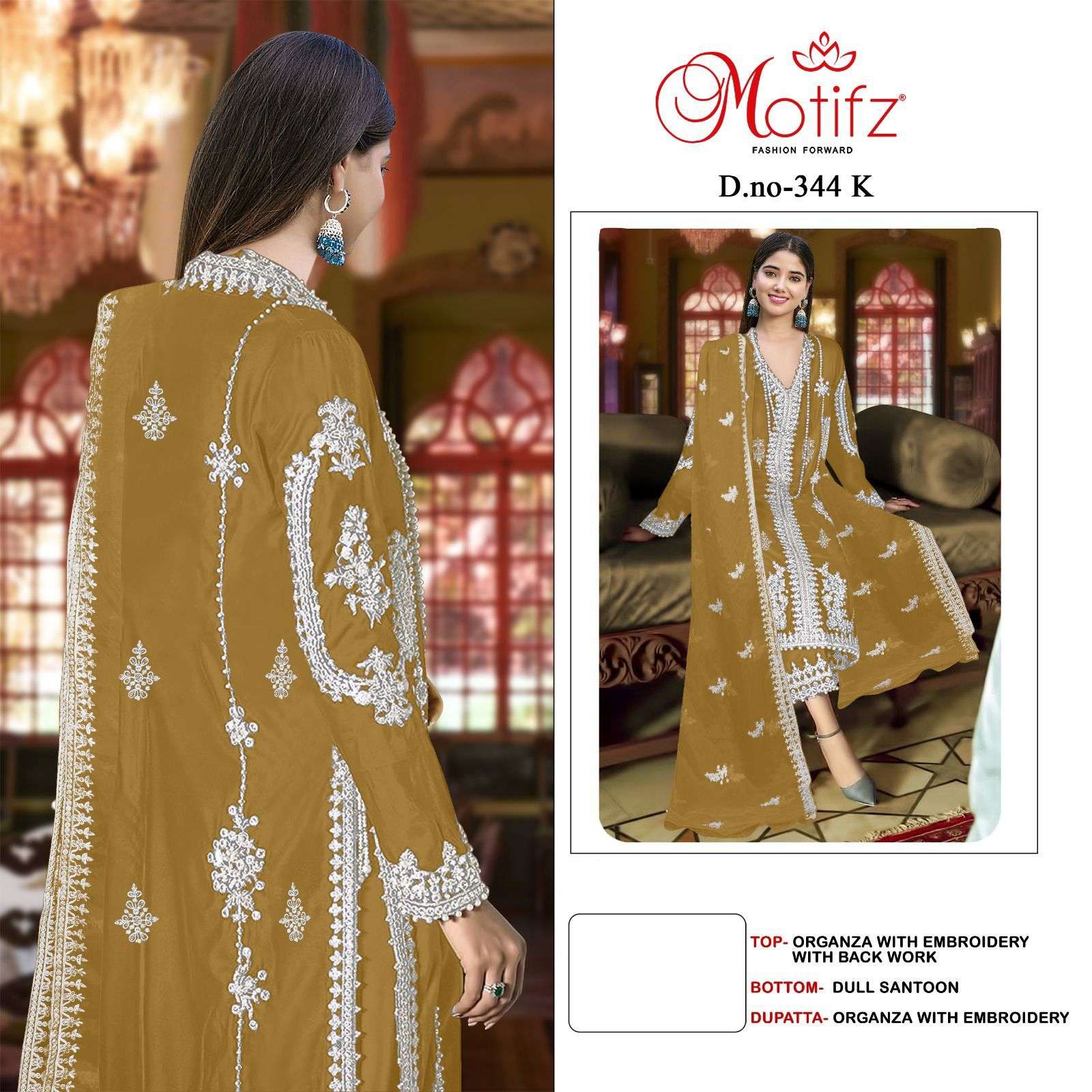 Motifz D -344 Georgette with embroidery Salwar Kameez Wholesale catalog