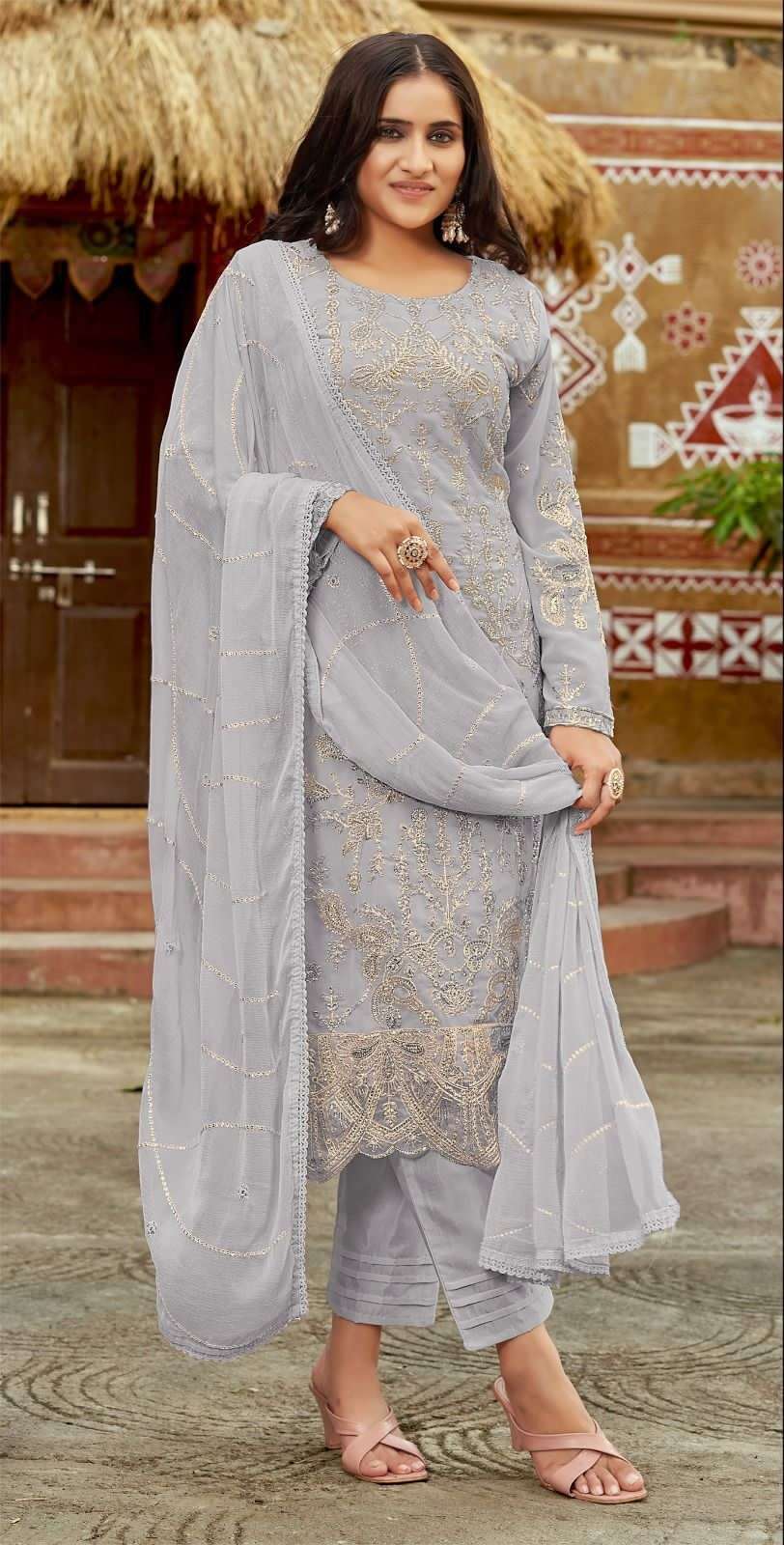 Motifz D -369 Georgette with embroidery Salwar Kameez Wholesale catalog