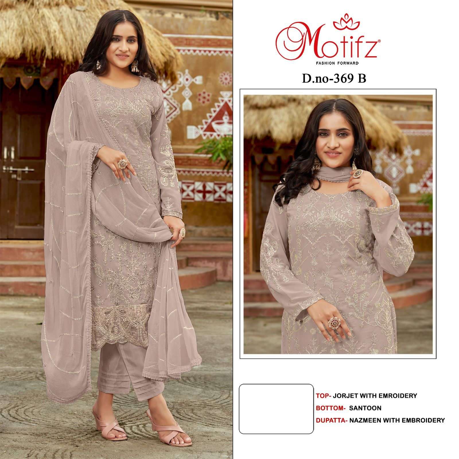 Motifz D -369 Georgette with embroidery Salwar Kameez Wholesale catalog