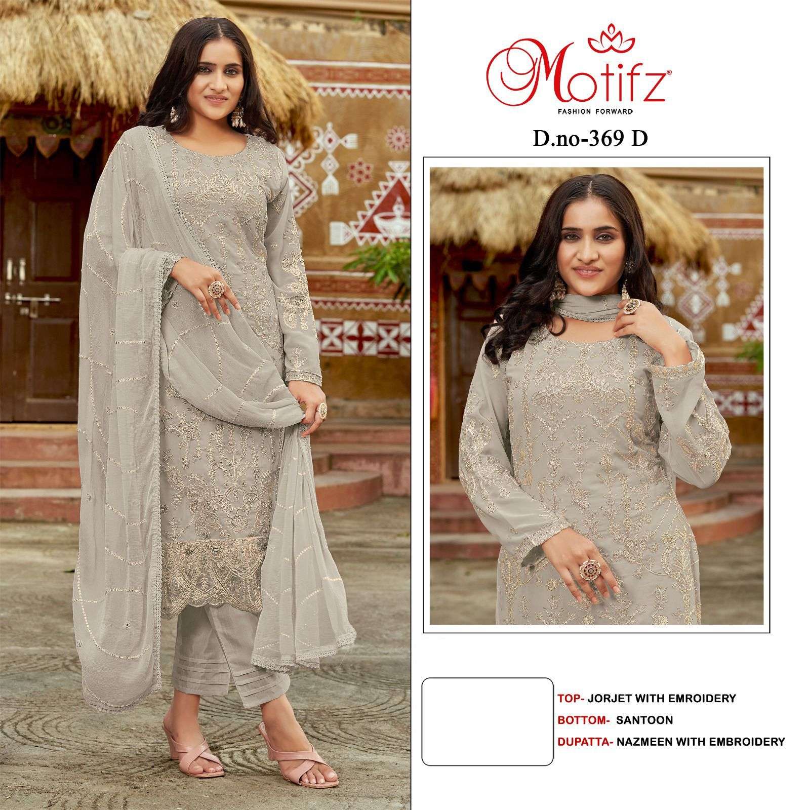 Motifz D -369 Georgette with embroidery Salwar Kameez Wholesale catalog