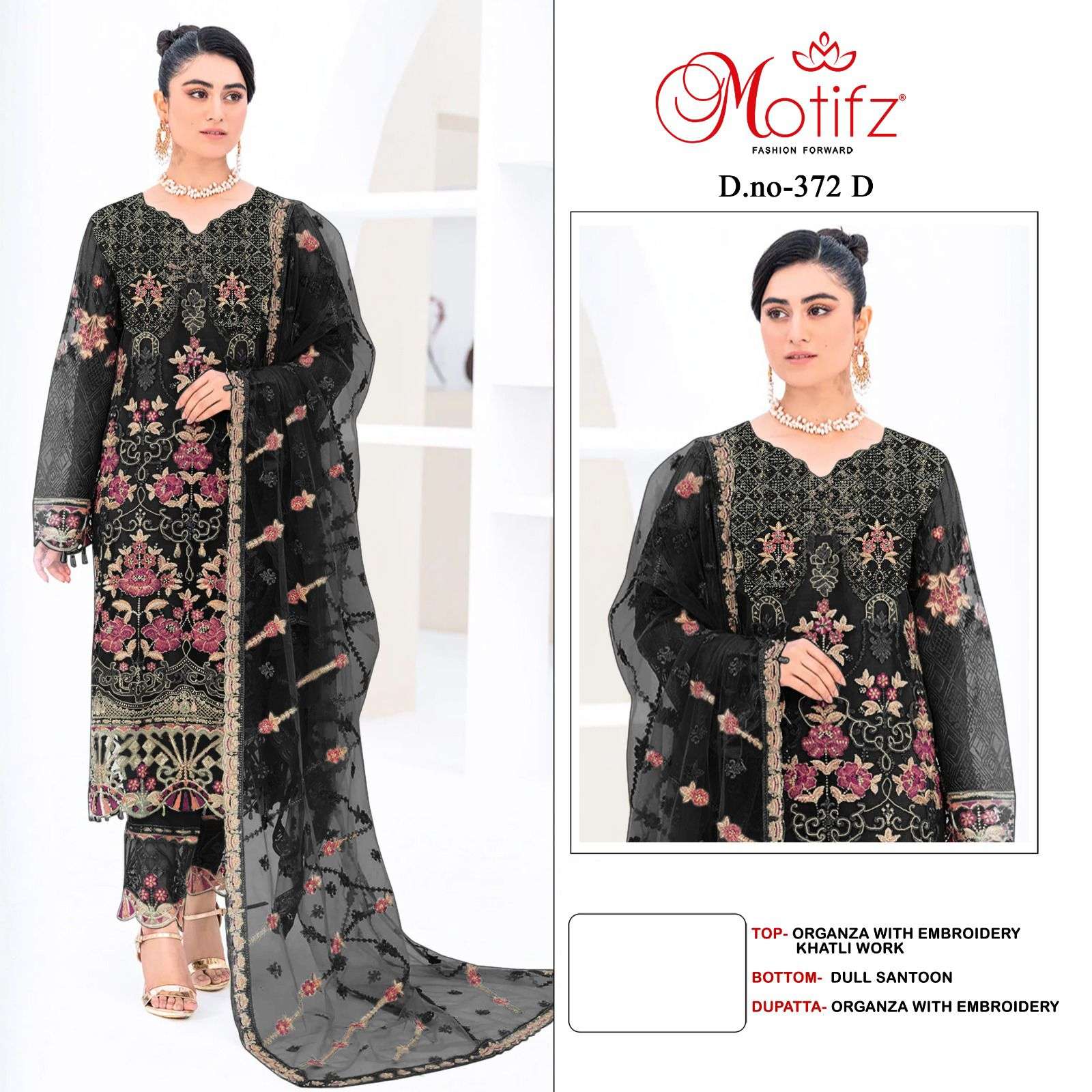 Motifz D -372 Georgette with embroidery Salwar Kameez Wholesale catalog