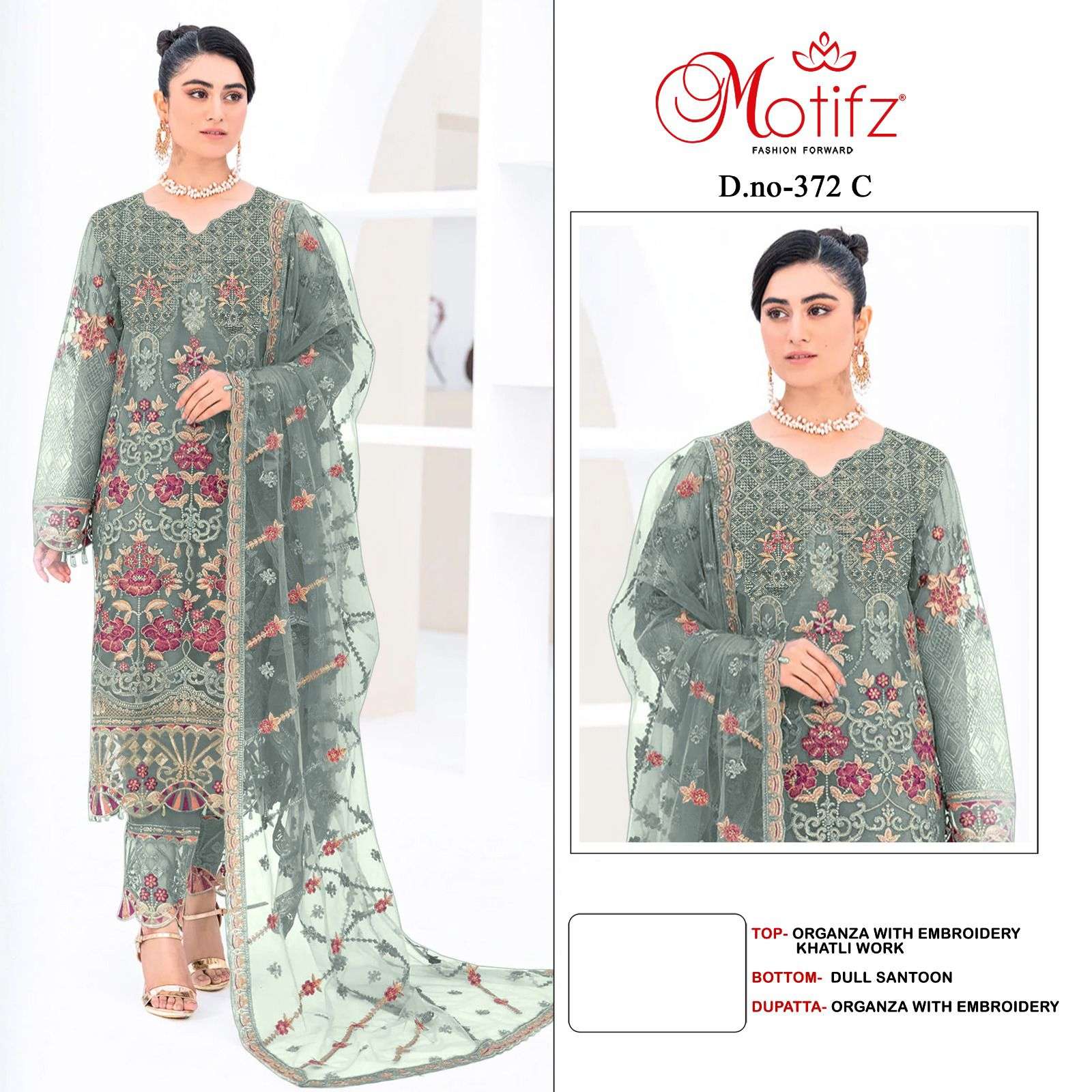 Motifz D -372 Georgette with embroidery Salwar Kameez Wholesale catalog