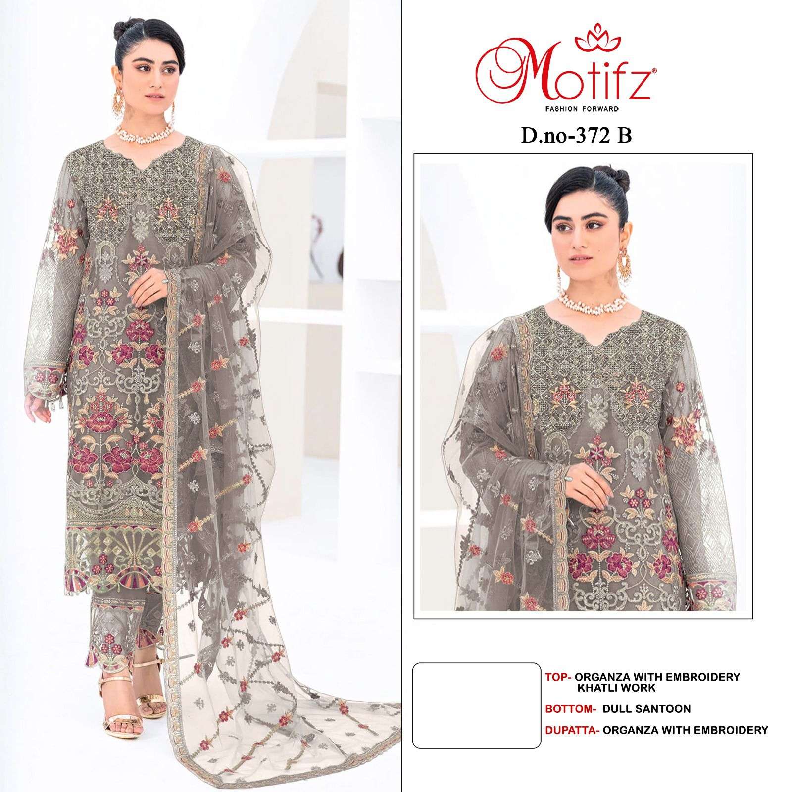 Motifz D -372 Georgette with embroidery Salwar Kameez Wholesale catalog