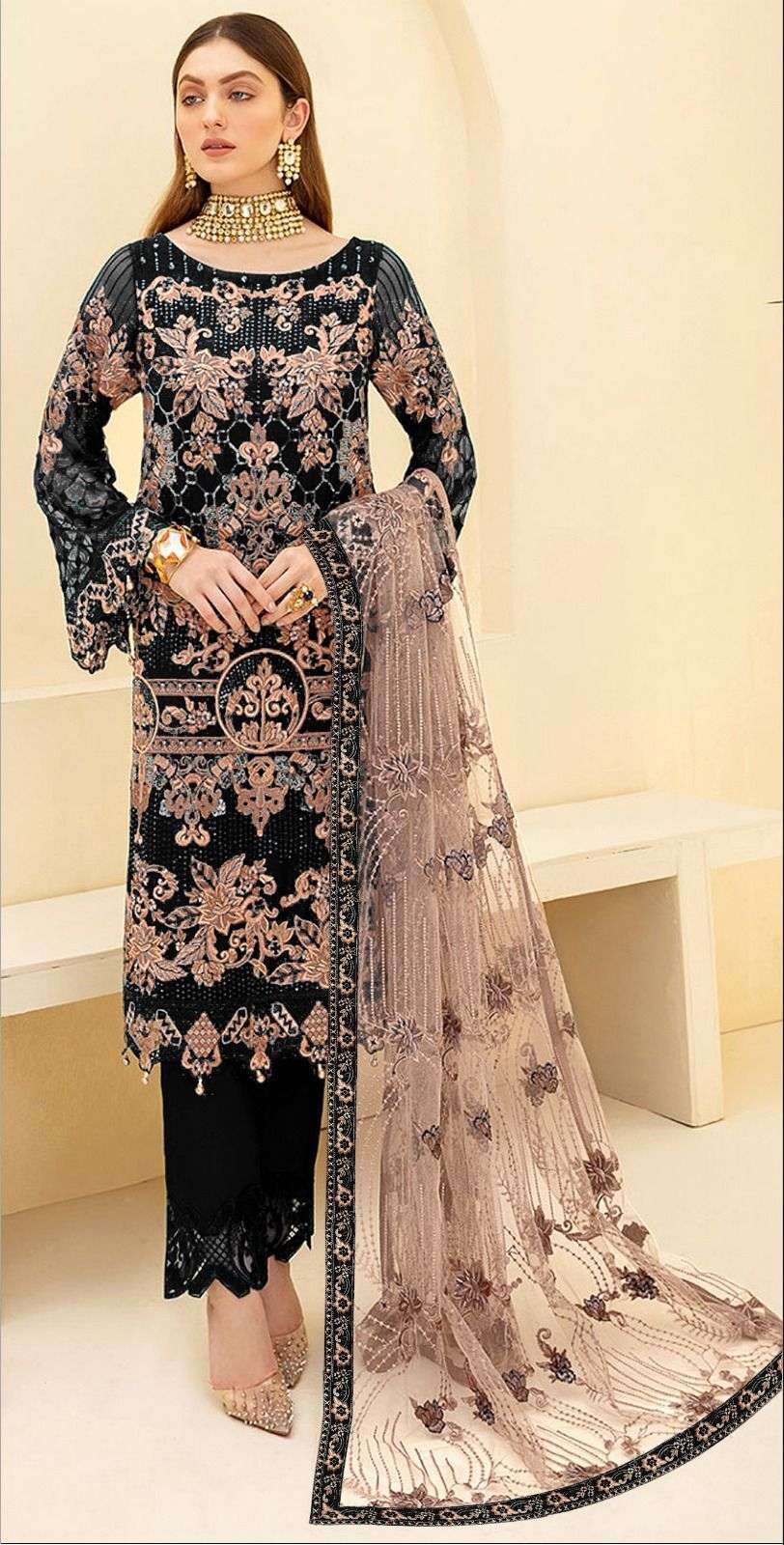 Motifz D -386 velvet with embroidery Salwar Kameez Wholesale catalog