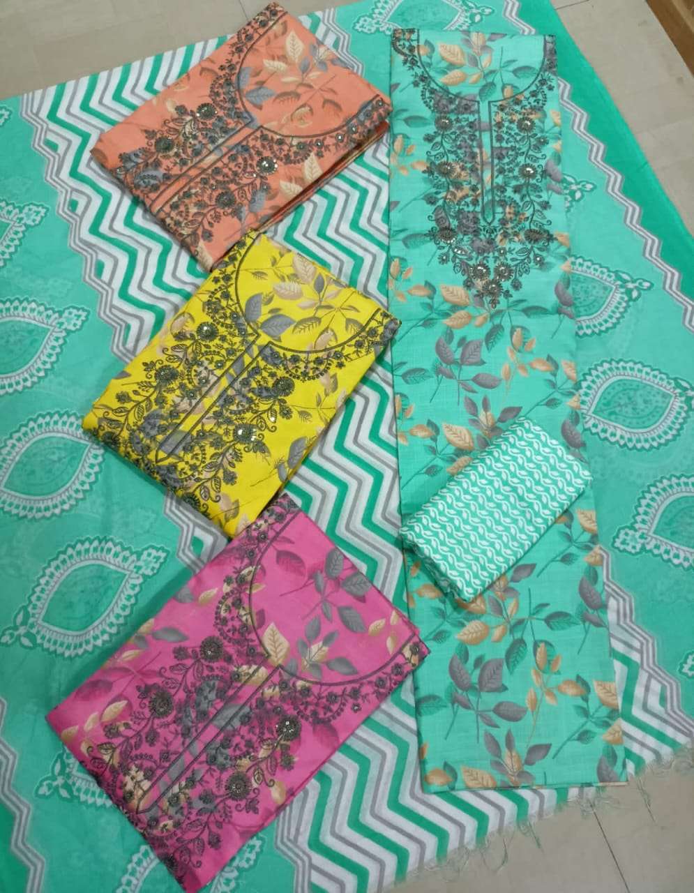 Muskan Dresses - Two Tone 4 Matching Suit  - Wholesale Catalog