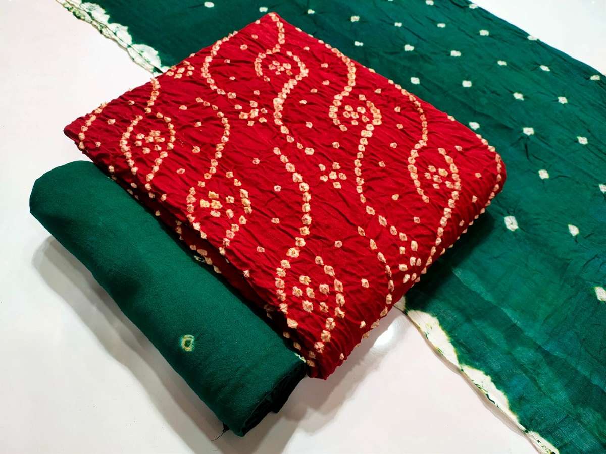 Nemi White Dana Bandhej With Contras Matching Wholesale Catalog 