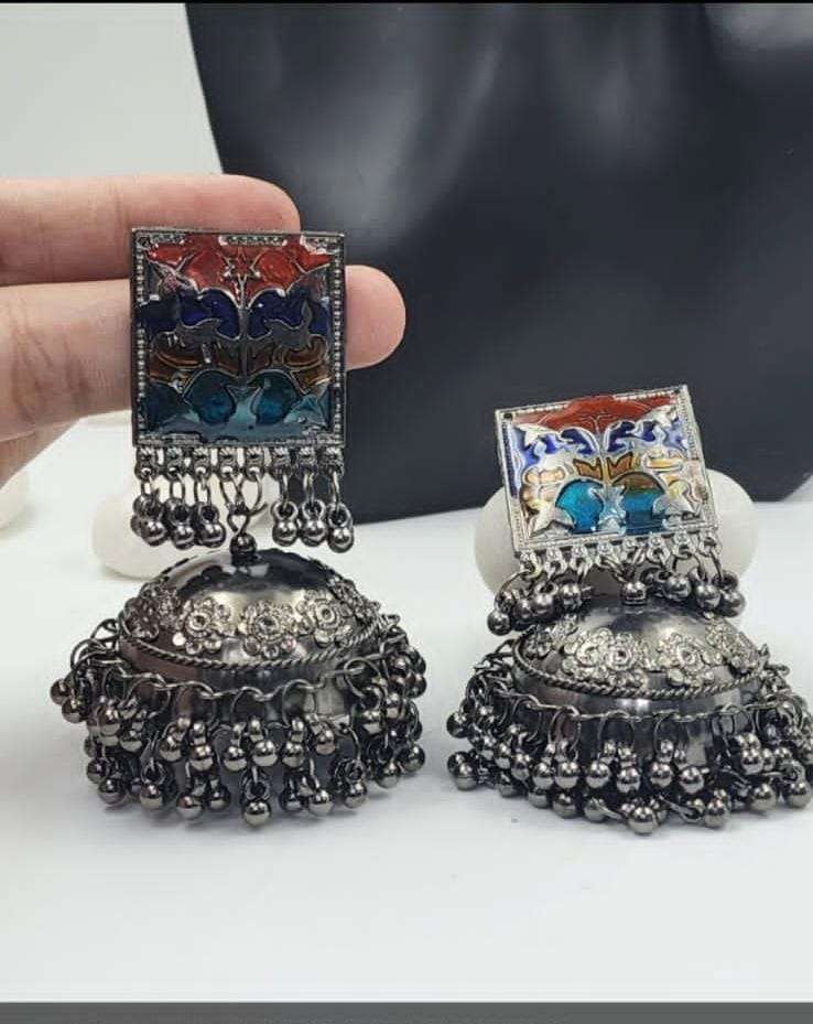 Oxidised afghani style jhumkha Imitation Jewellery Wholesale catalog