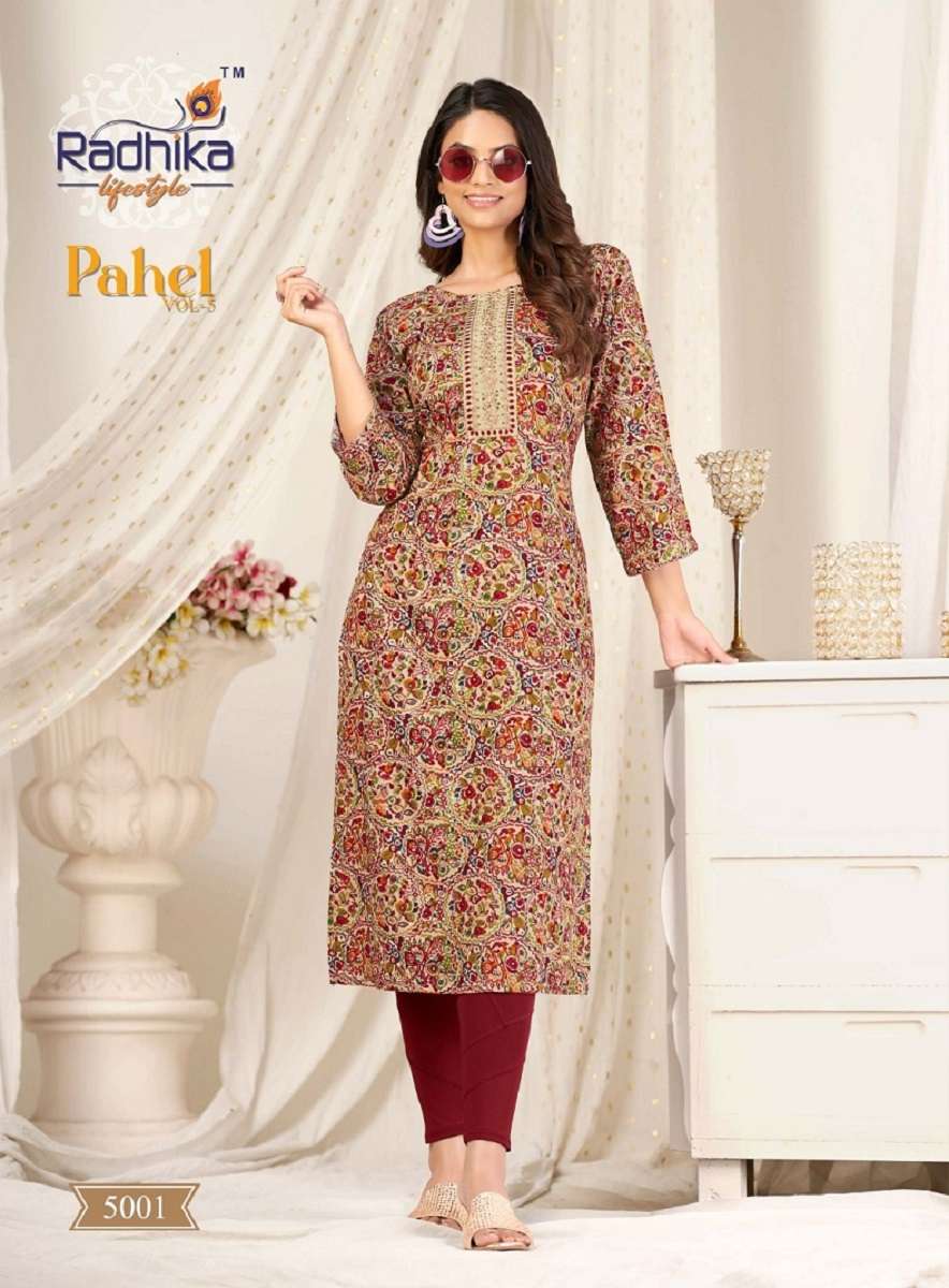 Radhika Lifestyle Pahel Vol-5 – Straight Kurtis - Wholesale Catalog