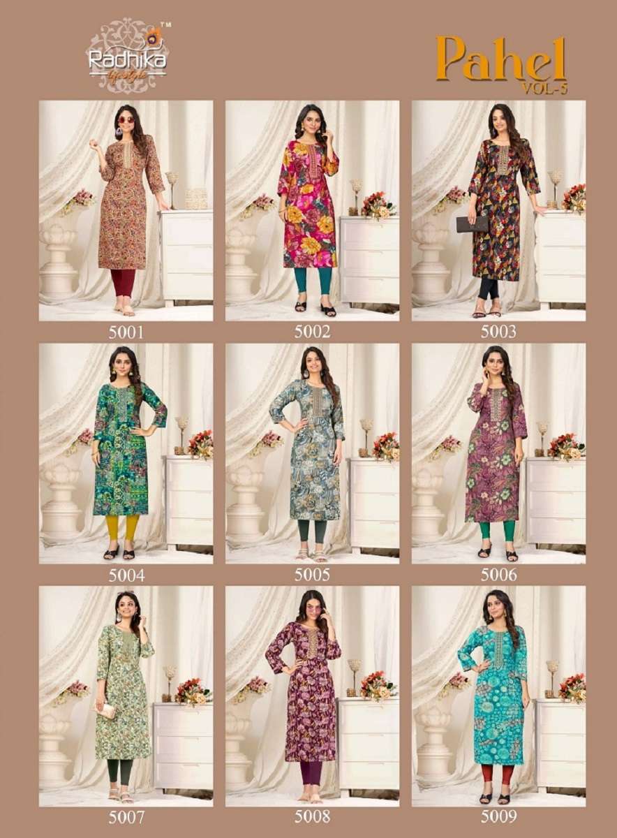 Radhika Lifestyle Pahel Vol-5 – Straight Kurtis - Wholesale Catalog