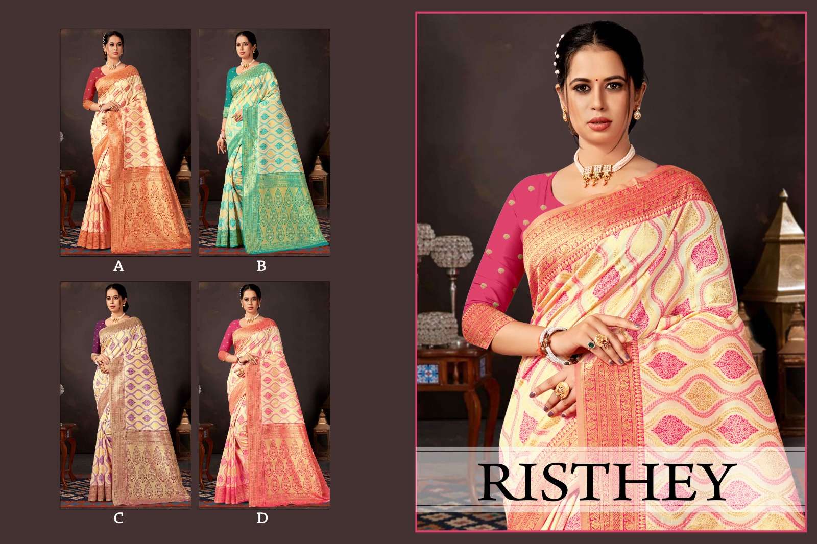 RISTHEY  BY RANJNA SAREE FABRICS BANARASI SILK FANCY DESIGNER SUPER HIT COLLECTION 