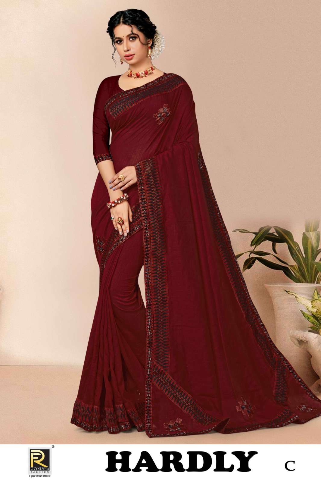 Ronisha Hardly Super Hit Siroski Saree Wholesale catalog
