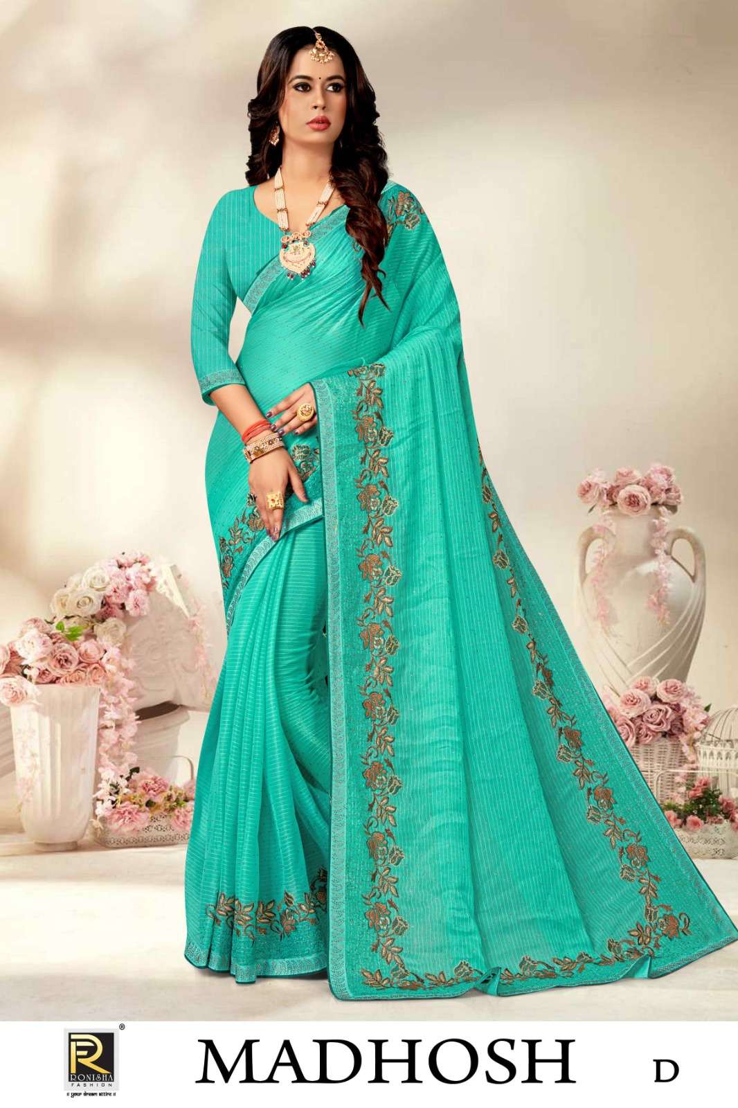 Ronisha Madhosh Fancy Siroski Embroidery Saree Collection Wholesale catalog