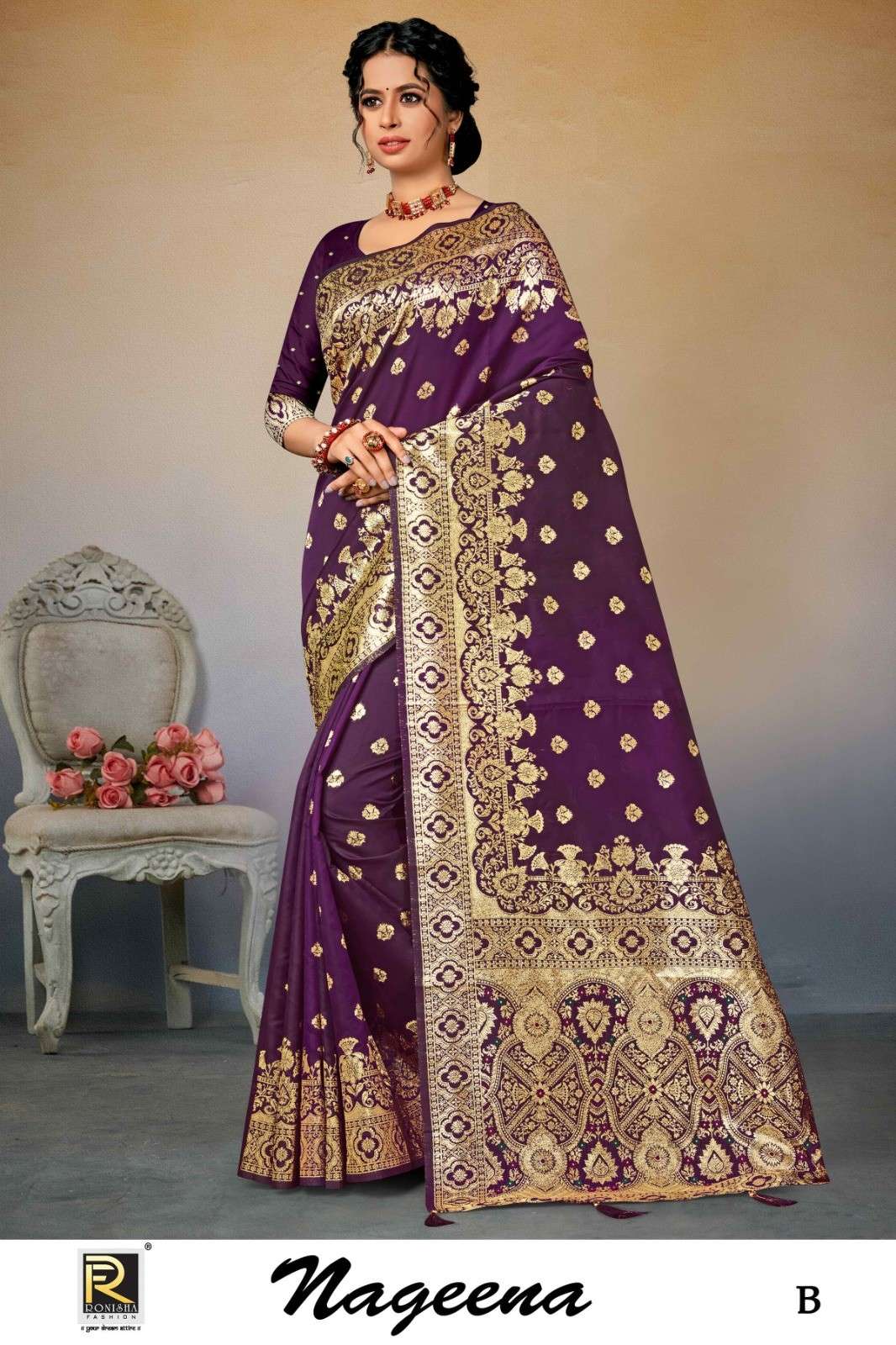 Ronisha Nageena Designer Banarasi Silk Saree Wholeslae catalog