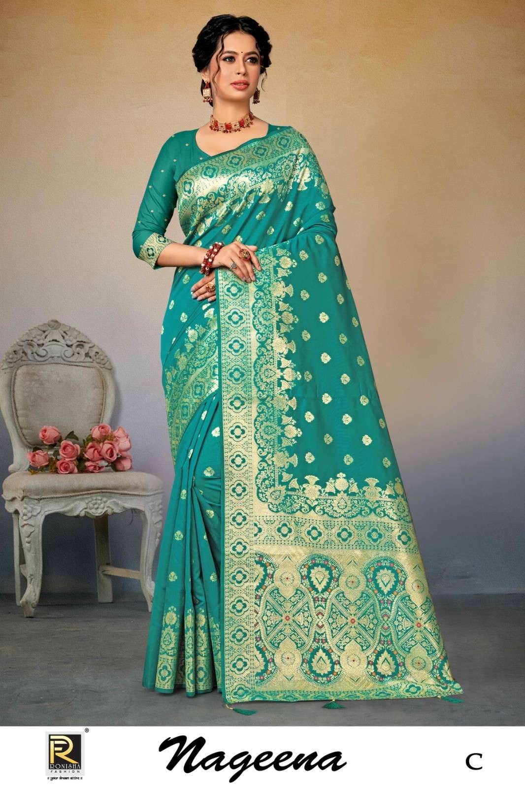 Ronisha Nageena Designer Banarasi Silk Saree Wholeslae catalog