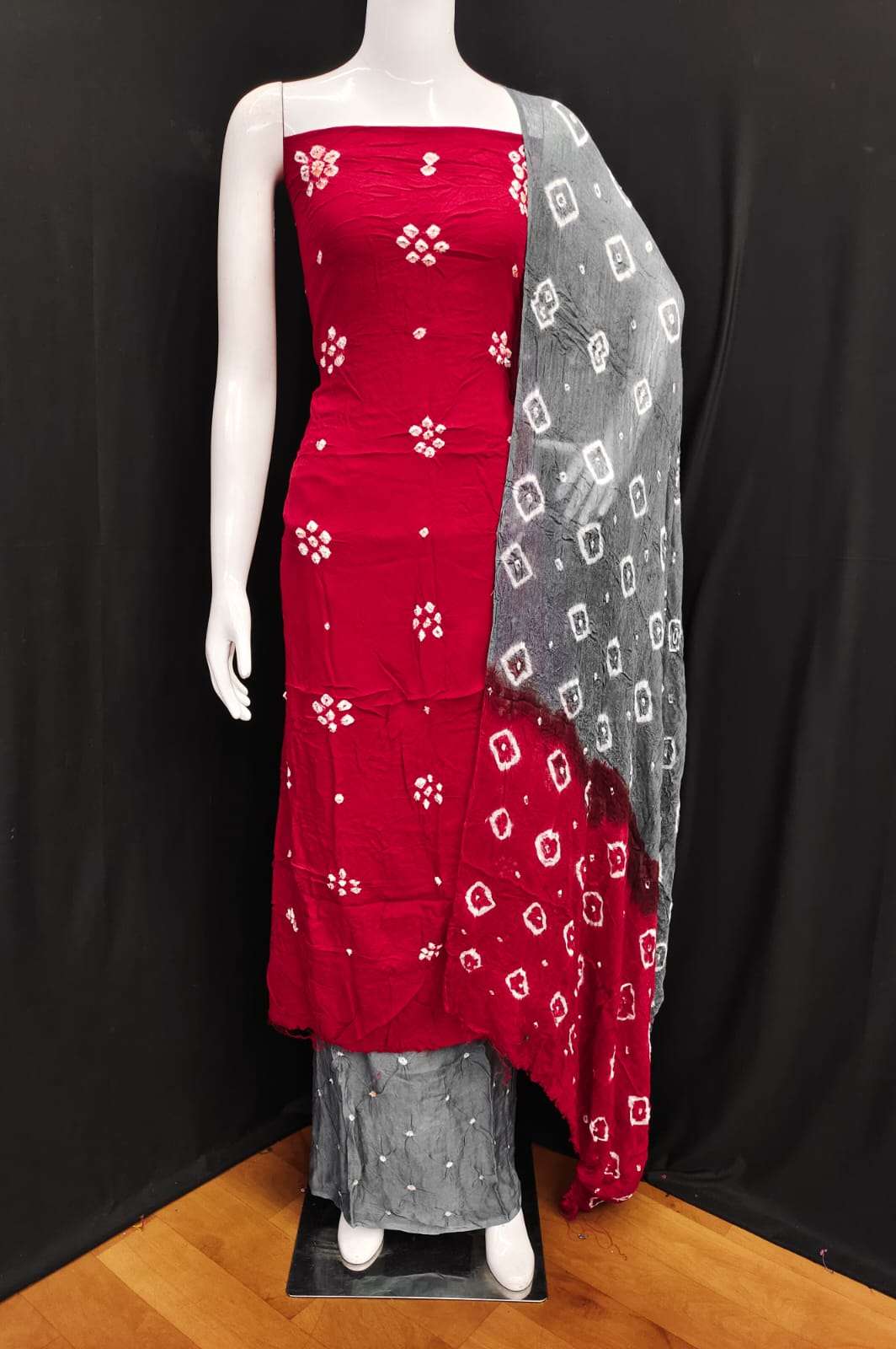 RUHI Rayon Hand Bandhej Dress Material Wholesale catalog