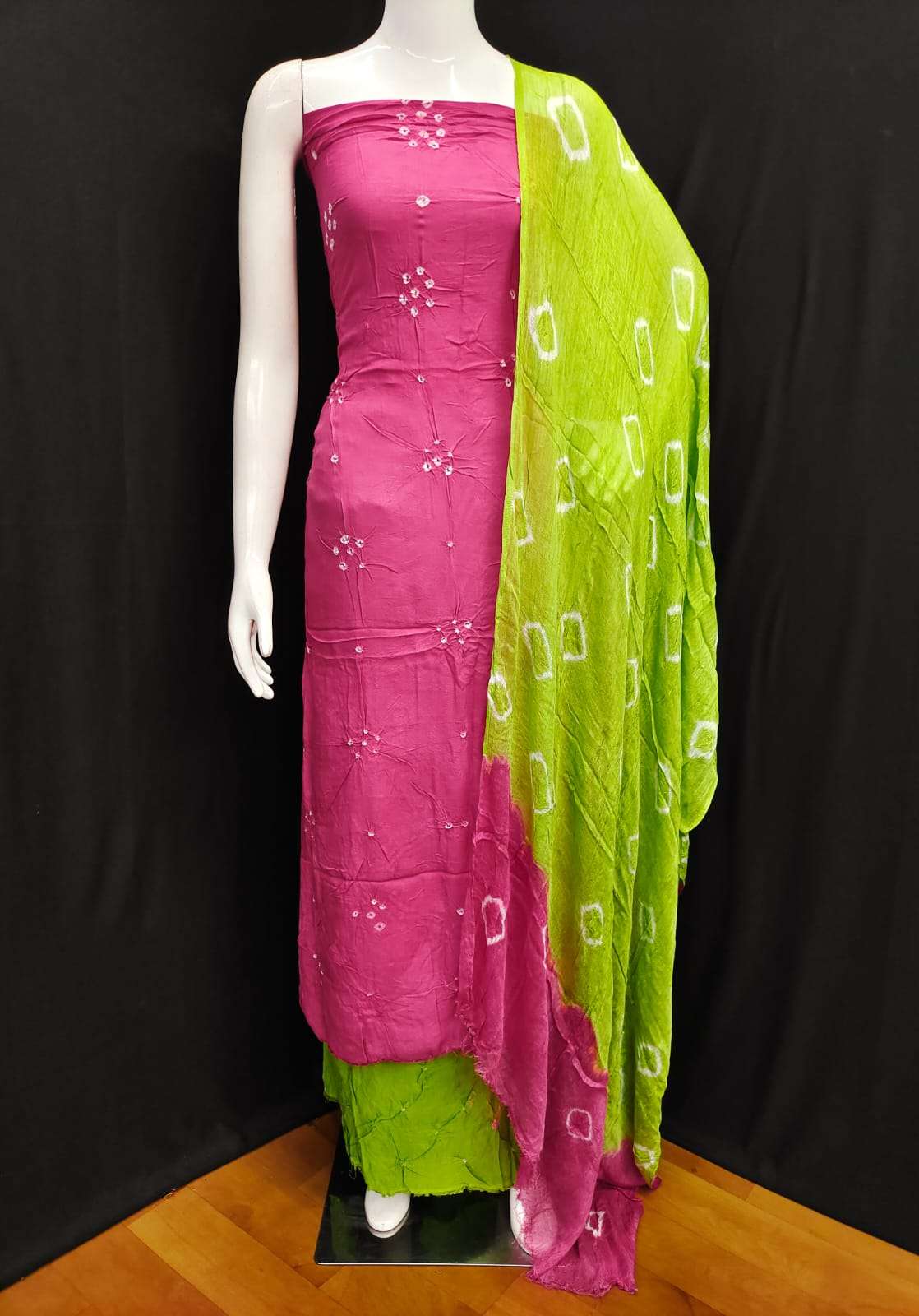 RUHI Rayon Hand Bandhej Dress Material Wholesale catalog