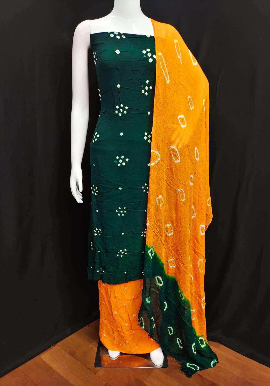 RUHI Rayon Hand Bandhej Dress Material Wholesale catalog